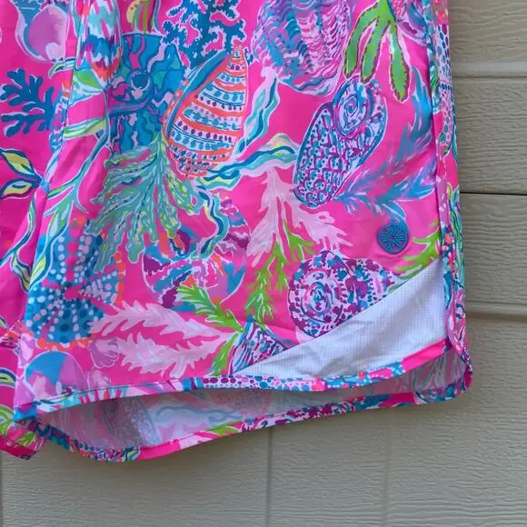 Lilly Pulitzer Luxletic Ocean Trail Shorts Pink Shell Me Something Good Small - Picture 2 of 7